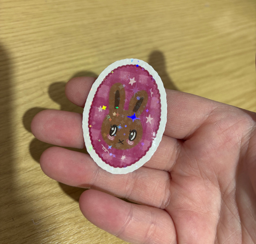 brown bunny holo sticker