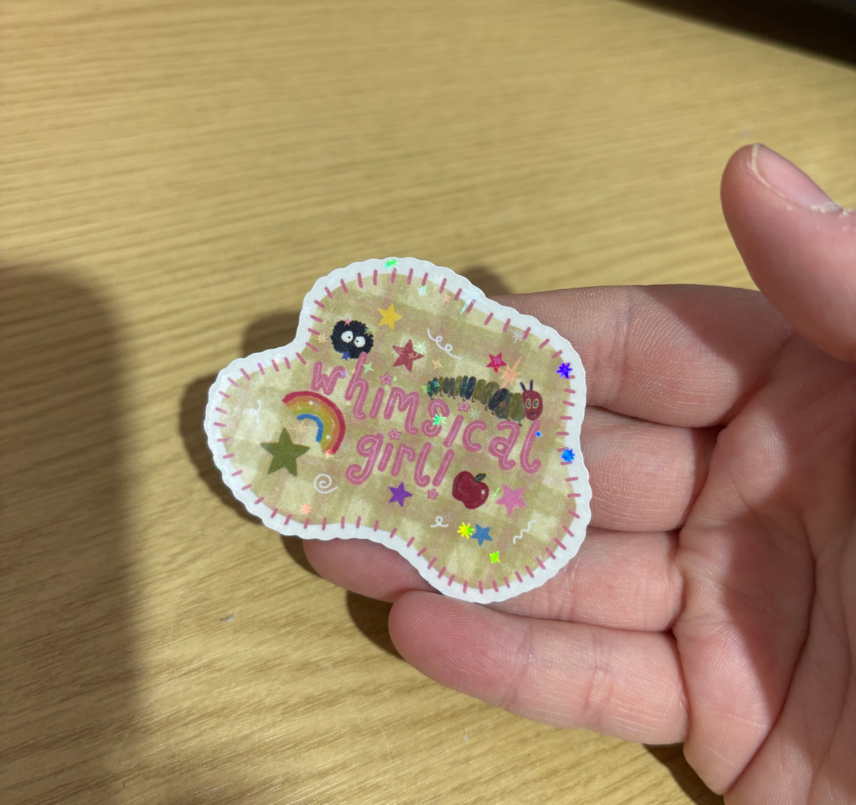 whimsical girl holo sticker