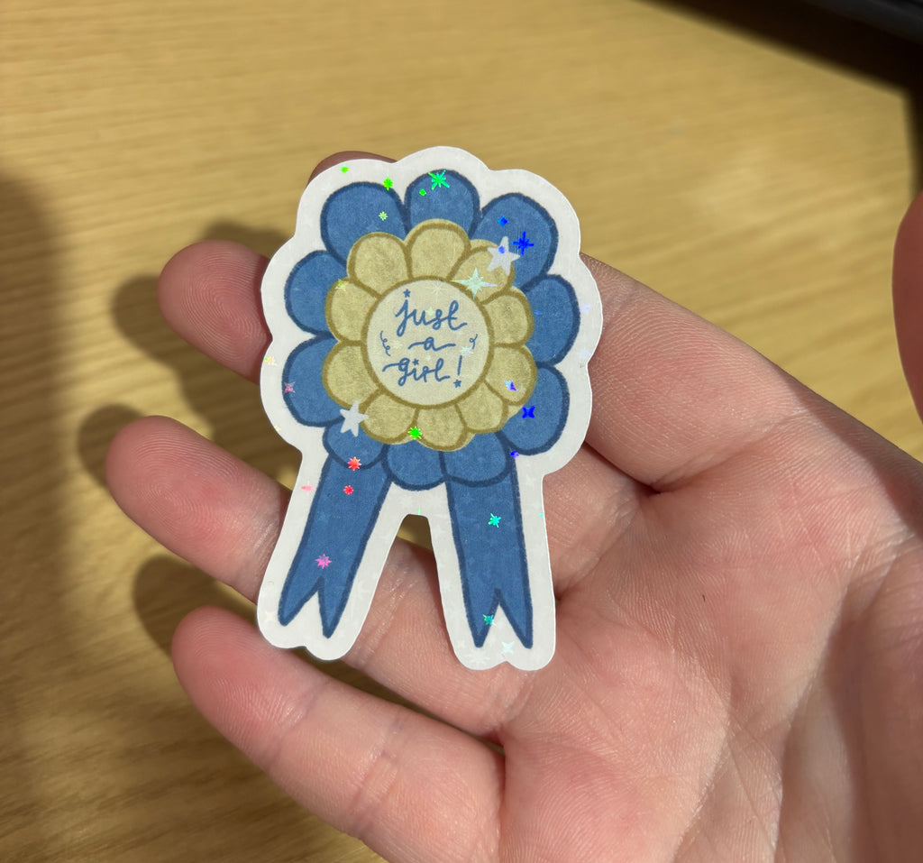 just a girl rosette holo sticker