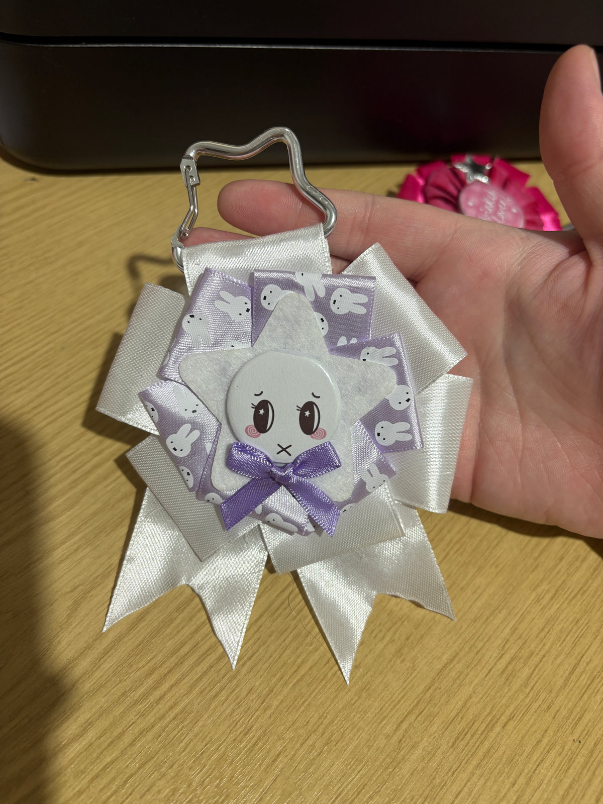 bunny face rosette keyring