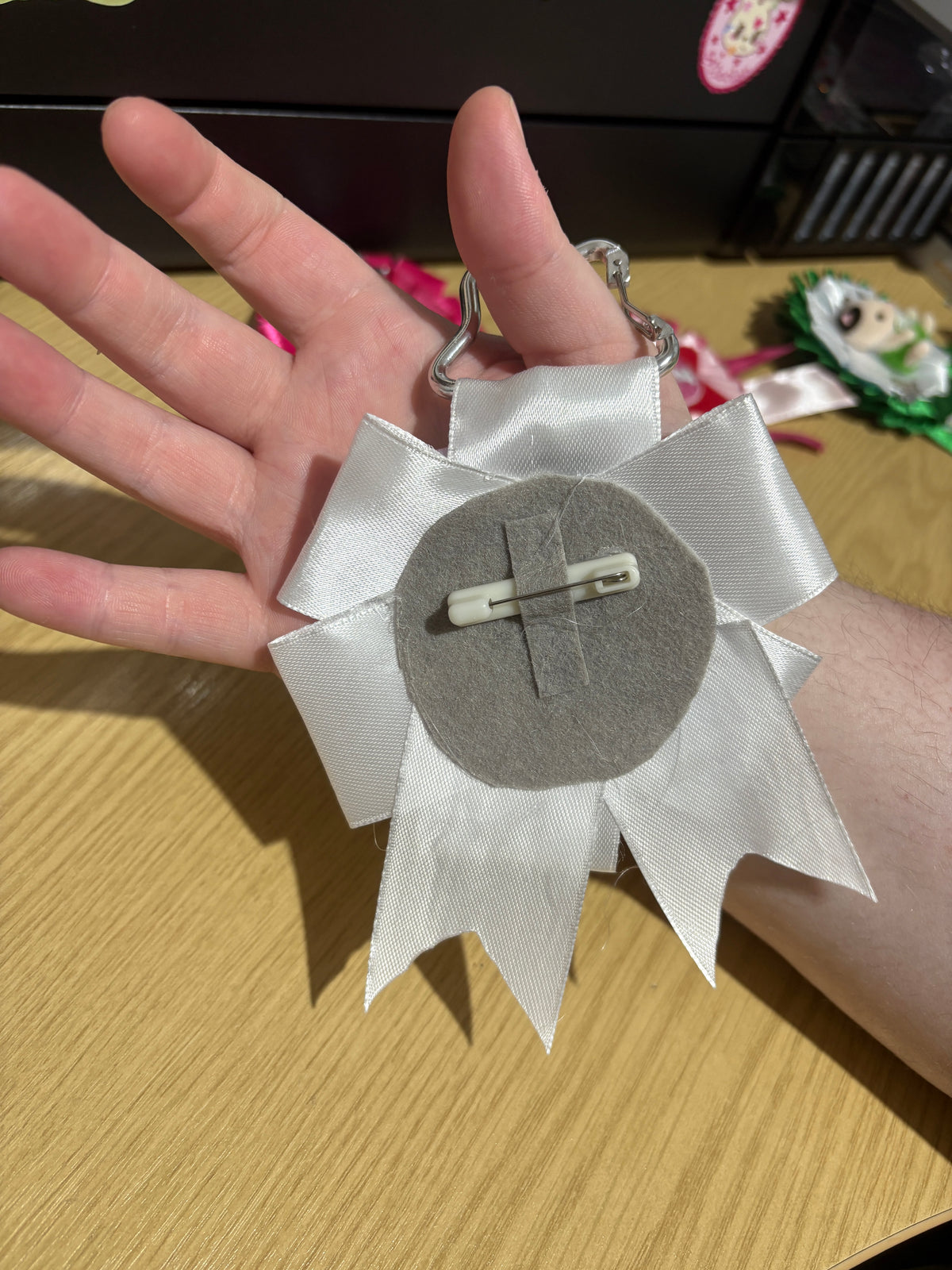 bunny face rosette keyring
