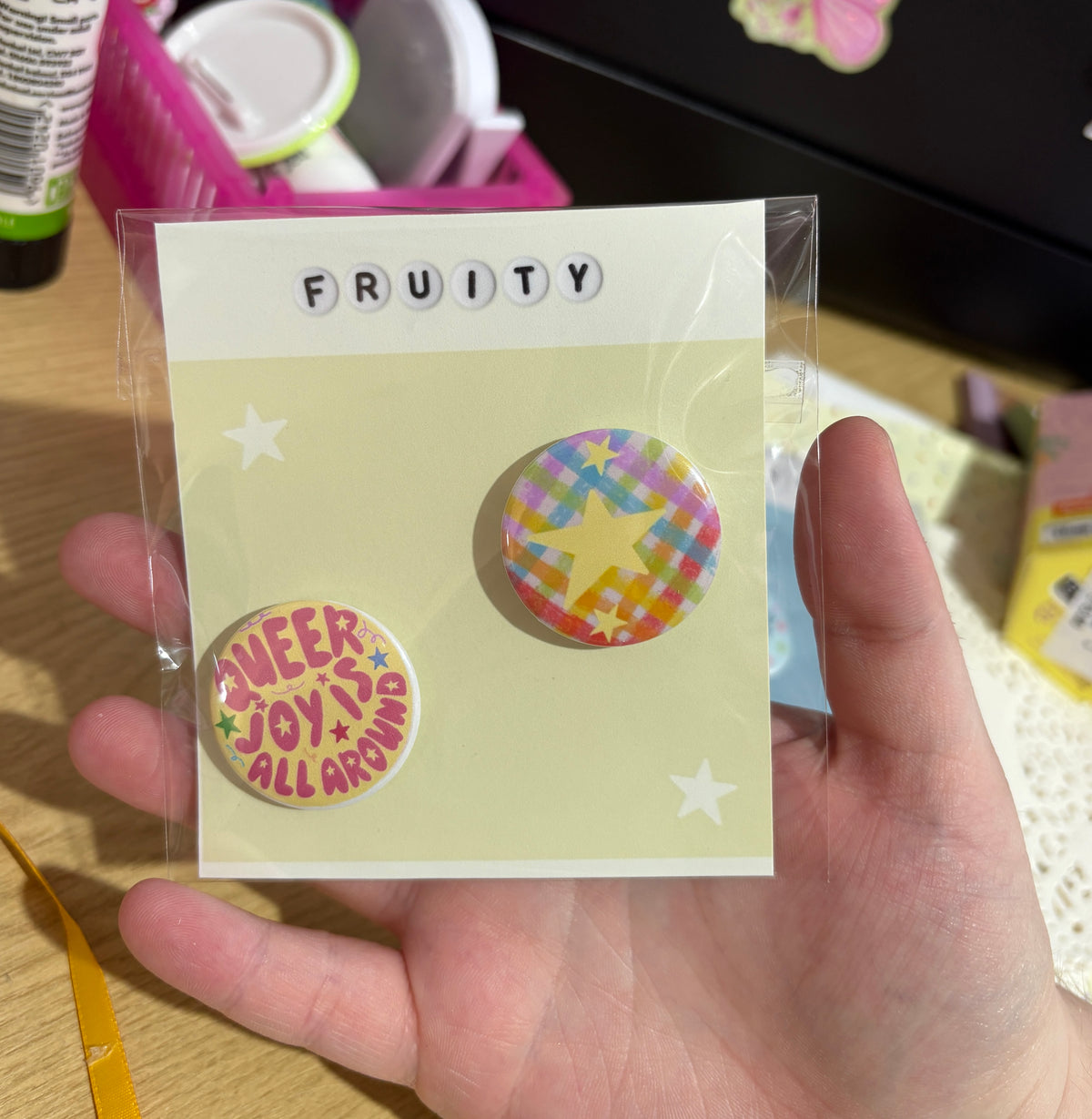 fruity pin badge set