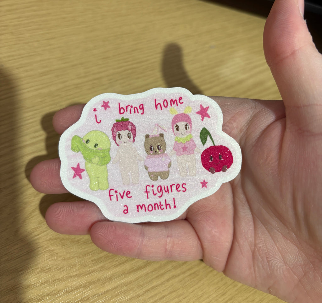 five figures glitter sticker