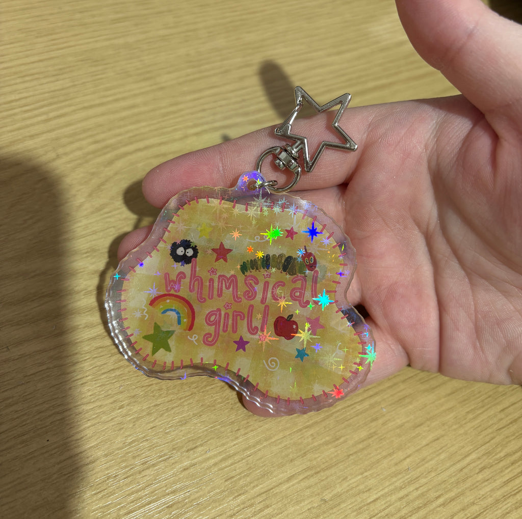whimsical girl holo keyring