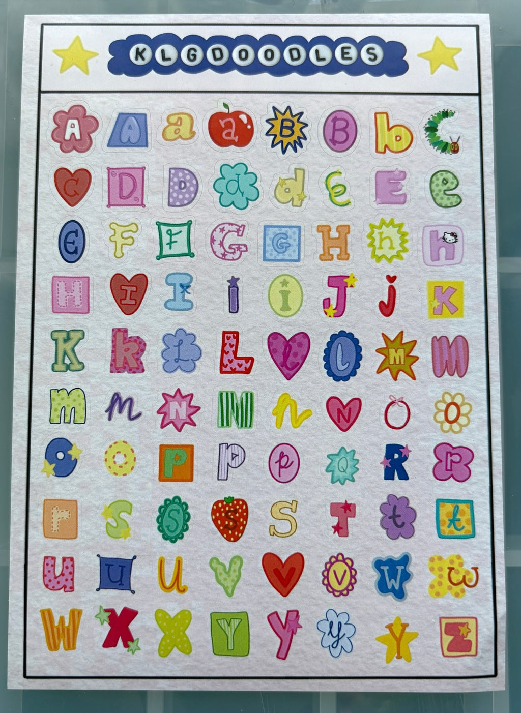 funky alphabet sticker sheet