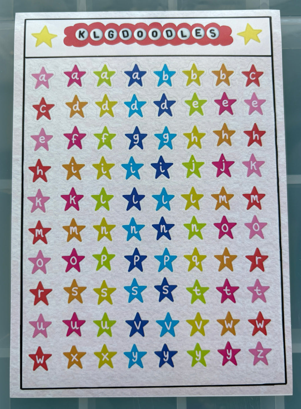 star letters sticker sheet