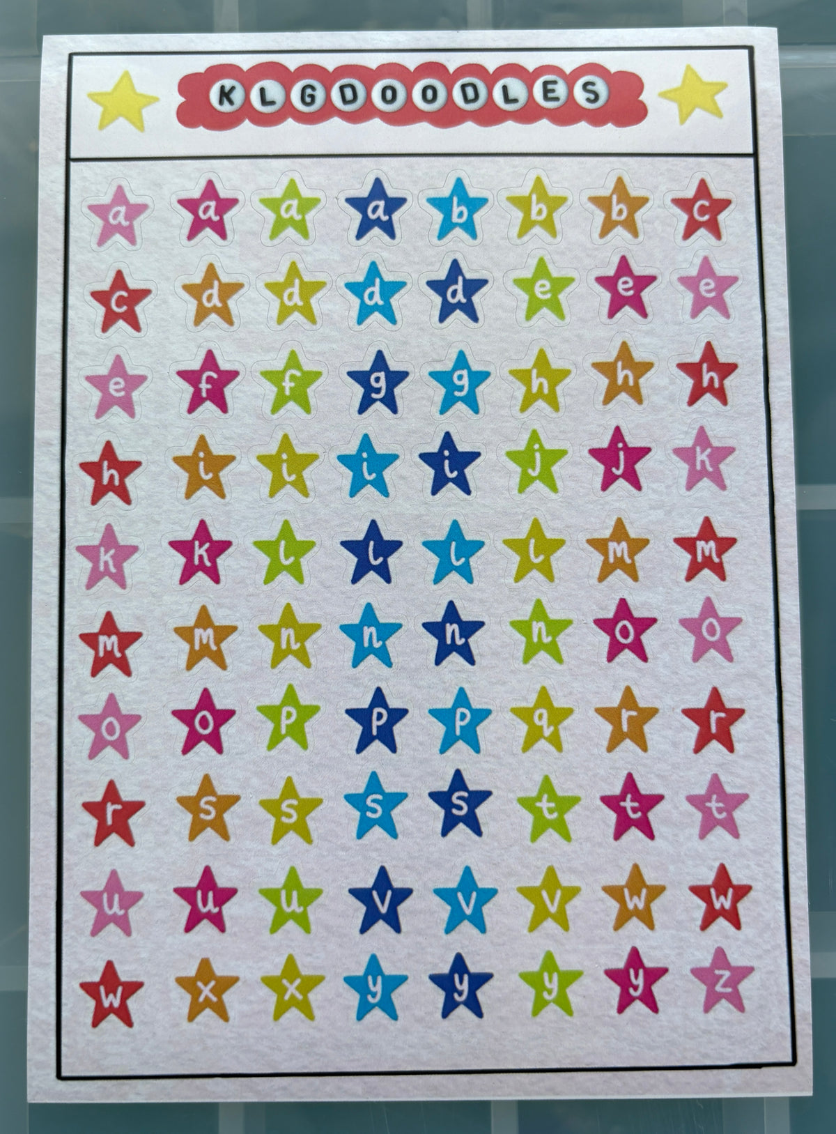 star letters sticker sheet