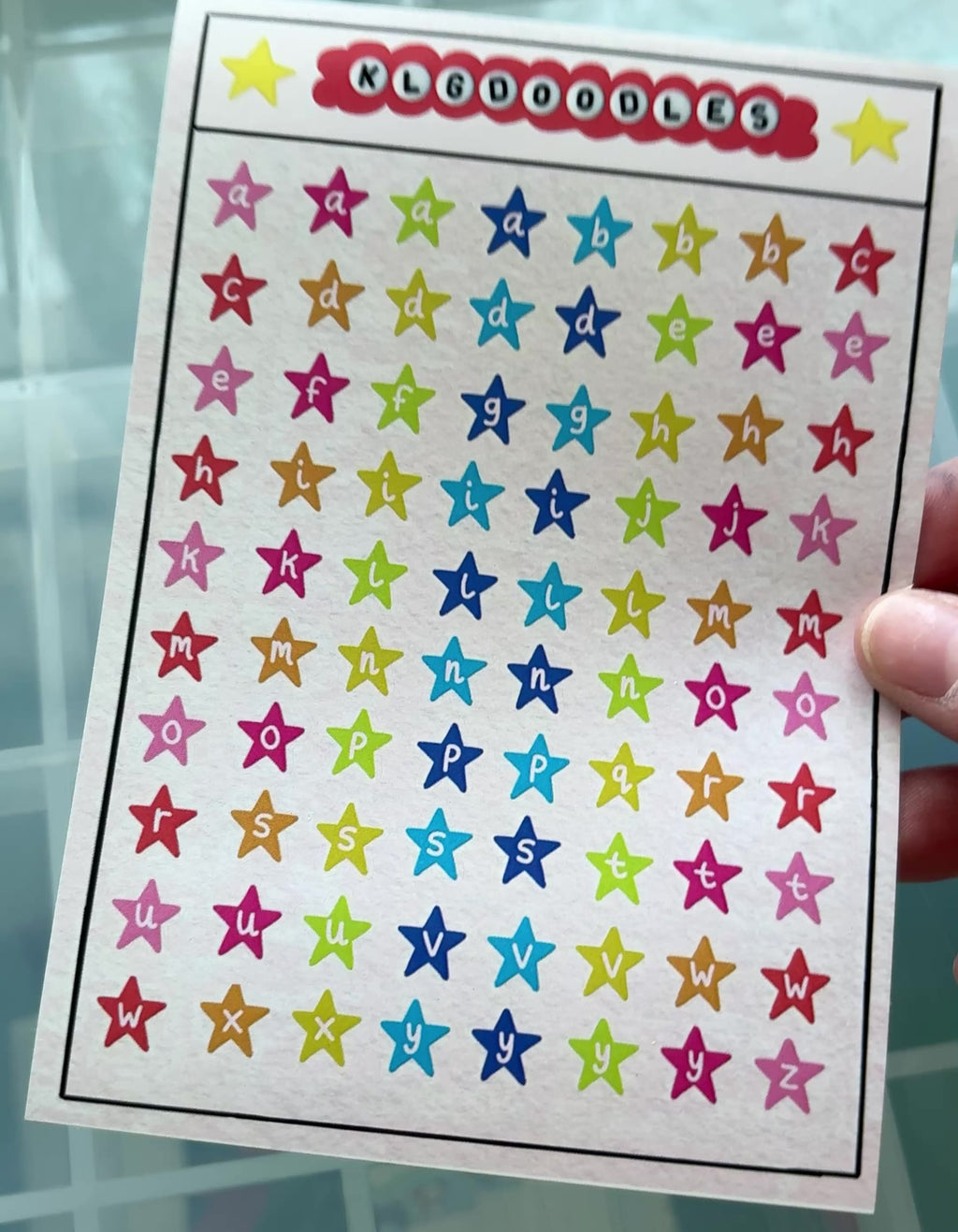 star letters sticker sheet