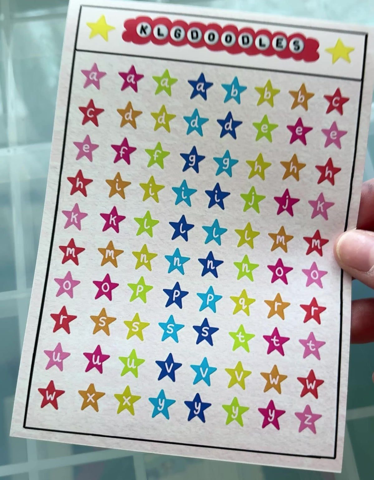star letters sticker sheet