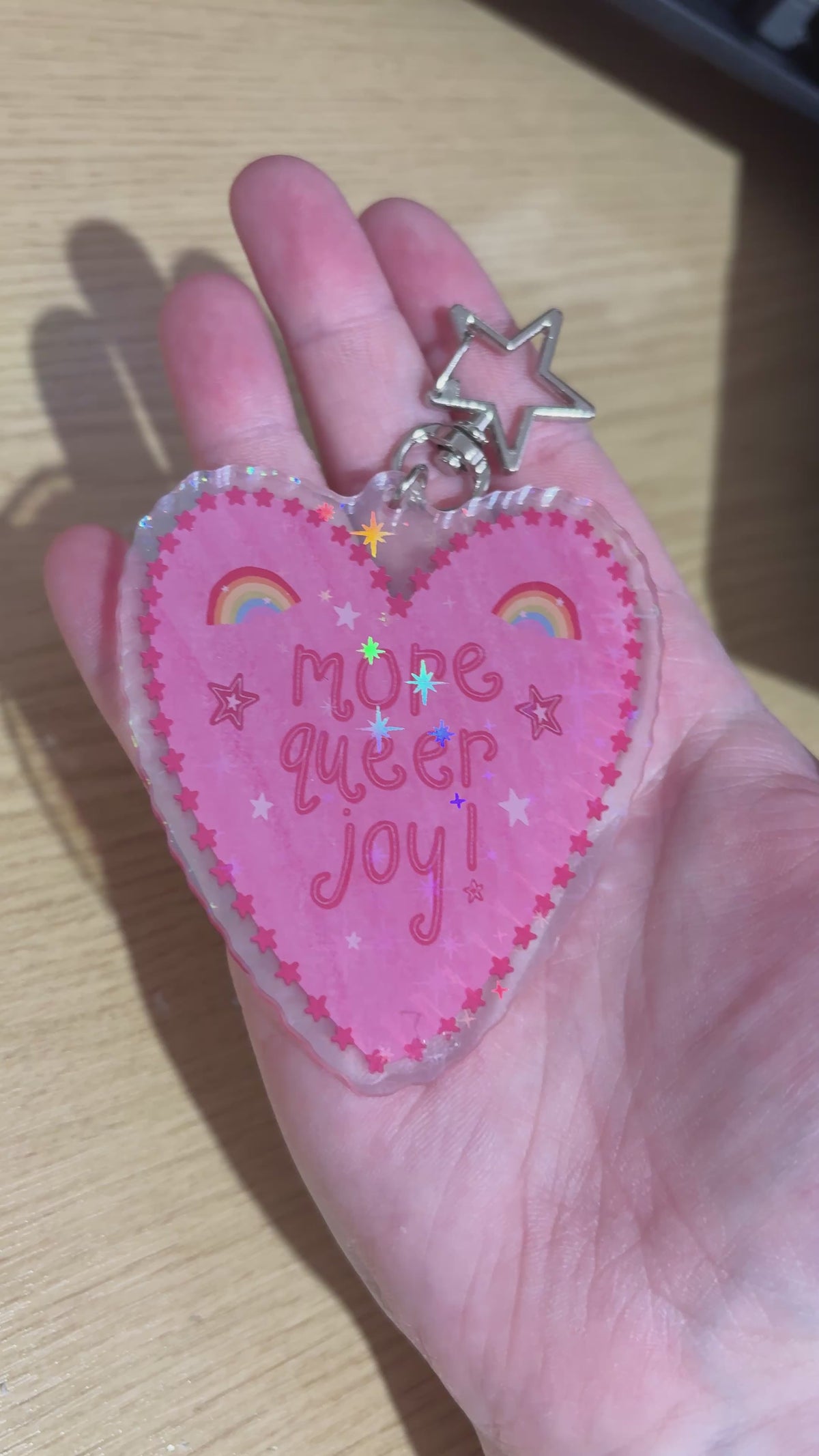 queer joy holo keyring