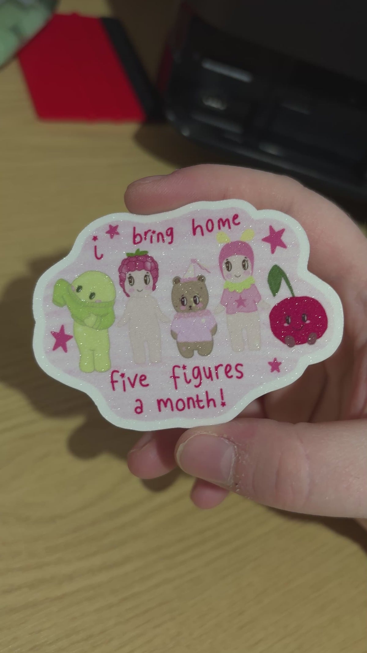 five figures glitter sticker