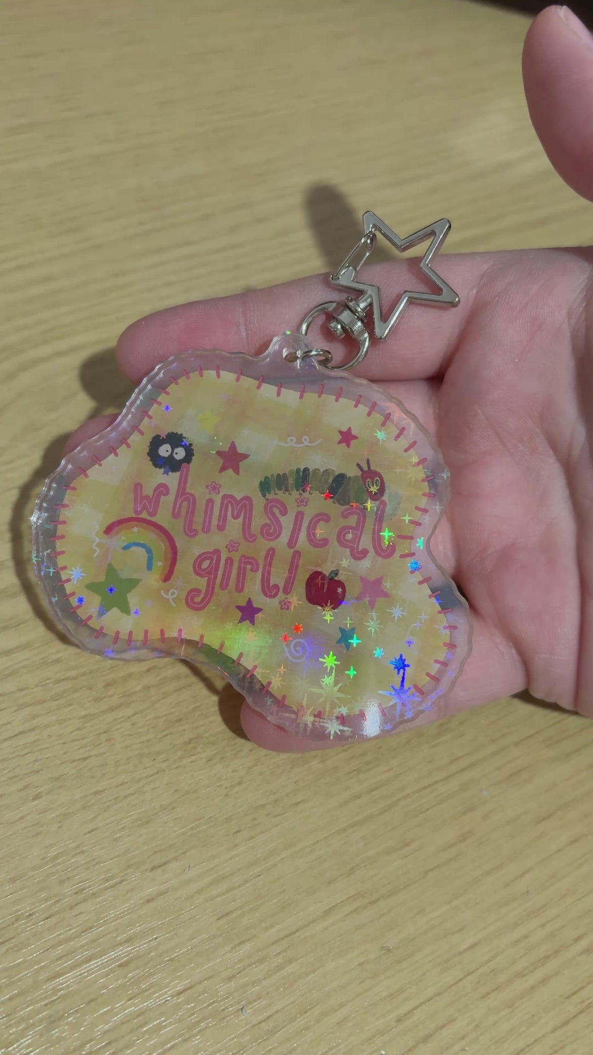 whimsical girl holo keyring