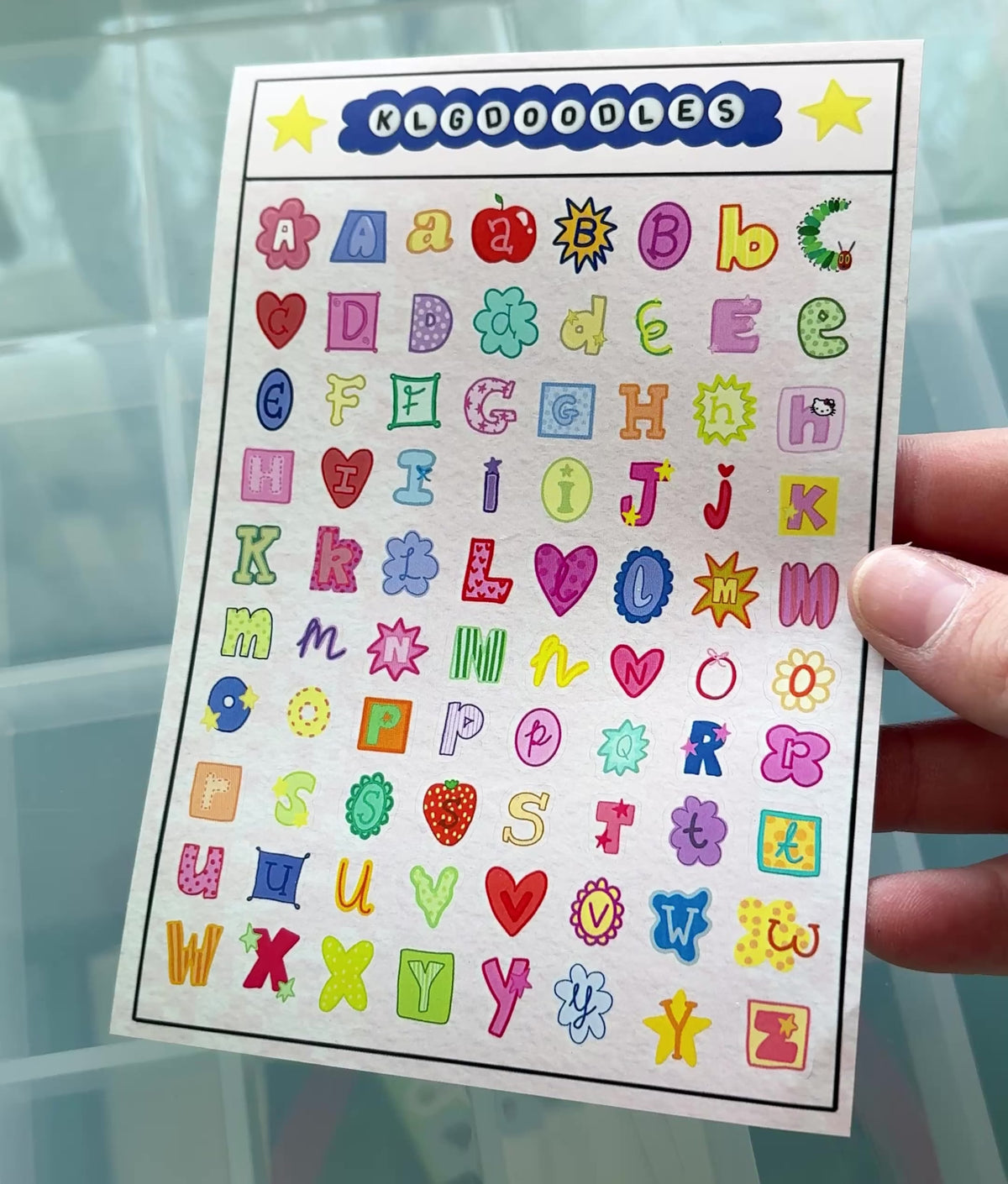 funky alphabet sticker sheet