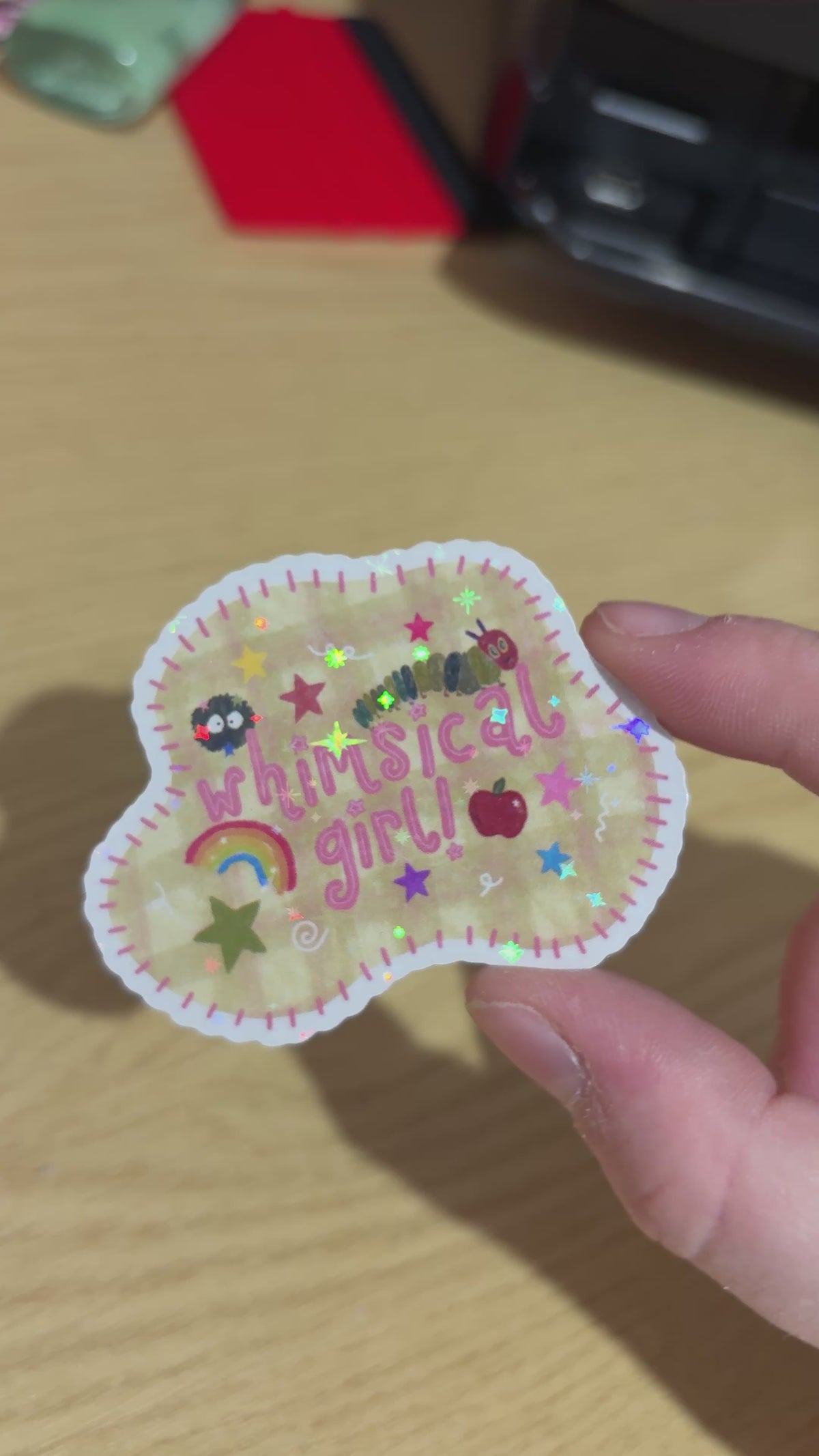 whimsical girl holo sticker