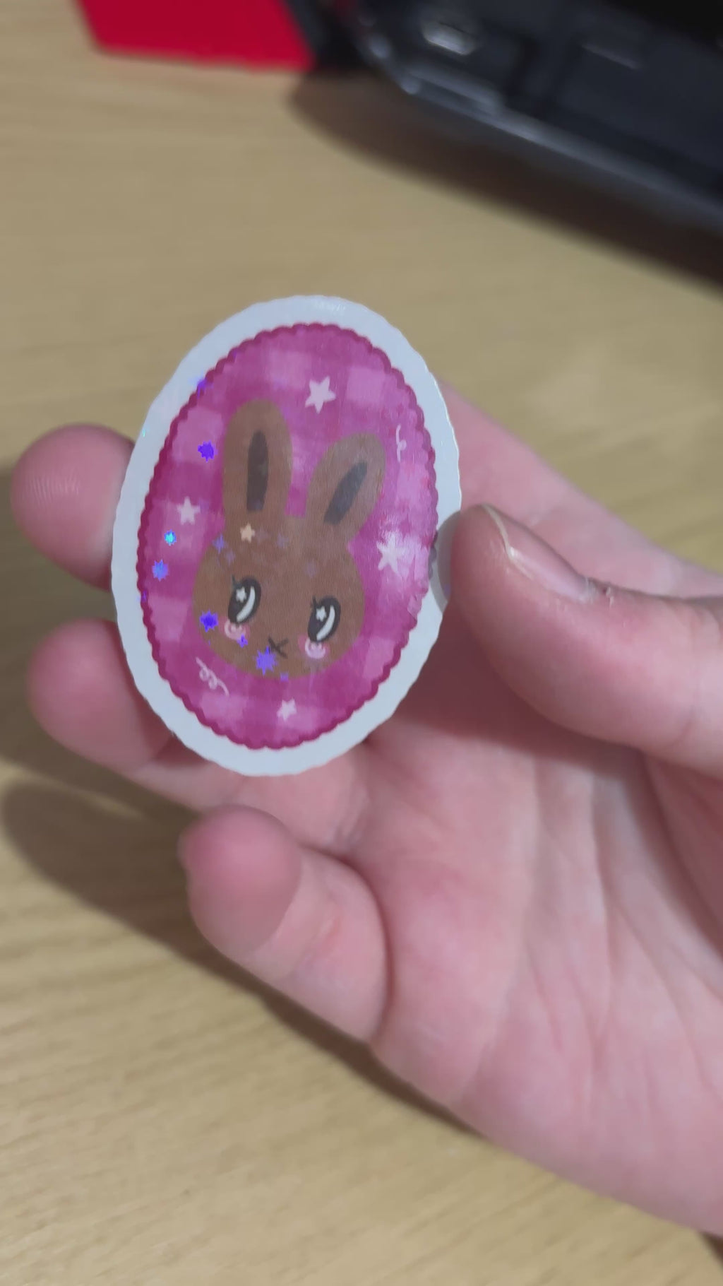 brown bunny holo sticker