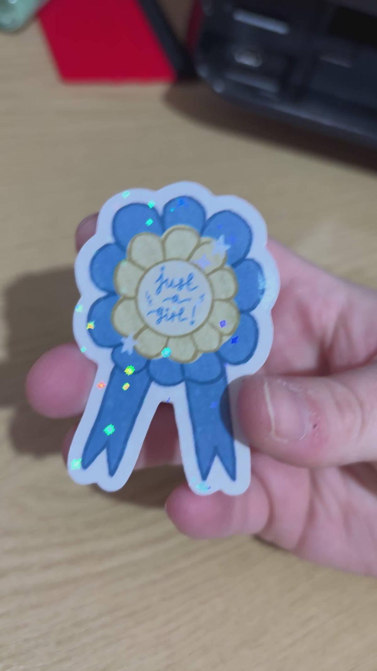 just a girl rosette holo sticker